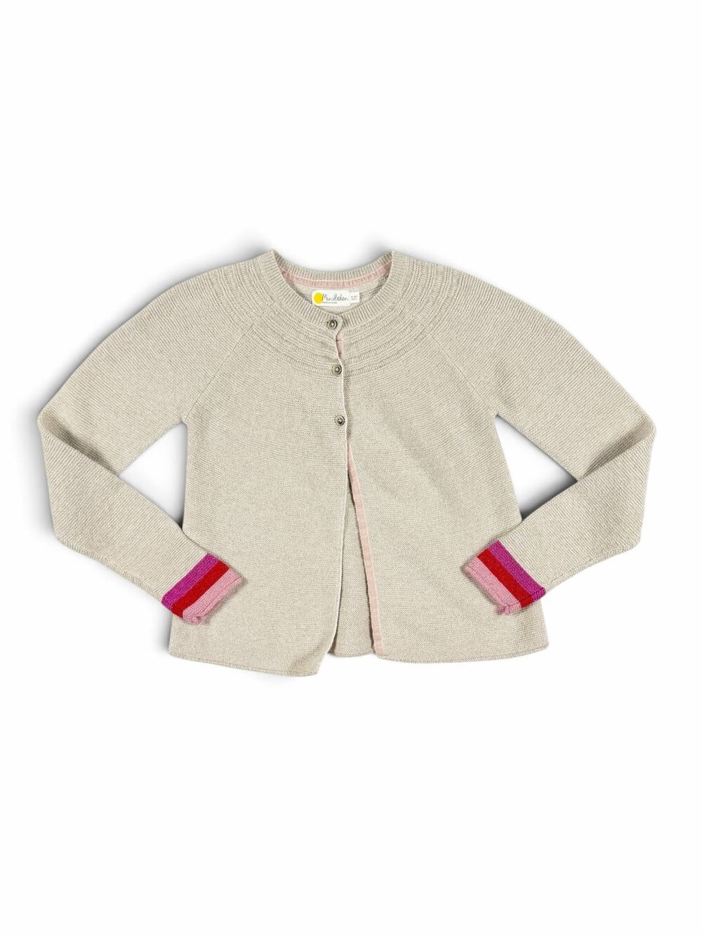 Mini Boden Metallic Cashmere Blend Cardigan Sweater Oatmeal Girls 11-12 year